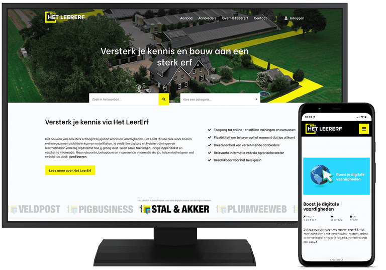 mockup desktop en mobile versie van hetleererf.nl